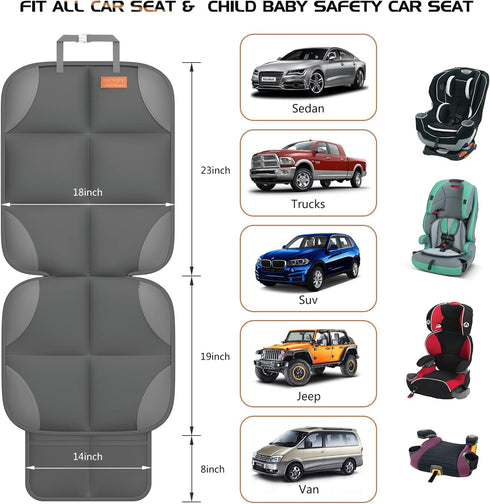 600D SMART ELF Car Seat Protector for Child Car Seat - Waterproof Fabric Baby Seat Protectors for Non-Slip Backing Mesh