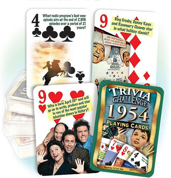 1954 Trivia Challenge Playing Cards - Perfect Birthday Gift