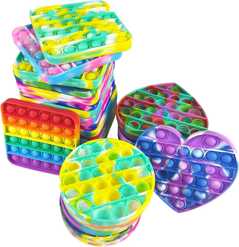 NUENUN 20pcs Random Silicone Tie-dye Push pop Bubble Fidget Toy, Autism Special Needs