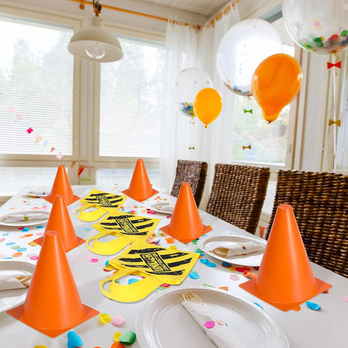 Geyoga 24 Set 6 Pcs Kids Construction Worker Costumes Includes Pcs Construction Vest, Cones, Hat, Dress up Bag for Kids