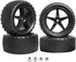 12mm Hex Wheels Tires Set (1/10 RC Buggy) - Front & Rear Compatible with Traxxas Bandit Vxl, Non-Glued