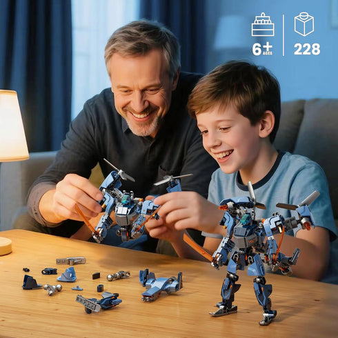 Ubrixmen 2 1 Sets, 6+(Blue) in Transforming Mech Robot Building Mecha Robot City Toy Converts to Transport Plane