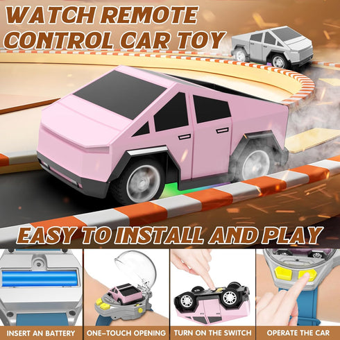 2.4 Watch Remote Control Car Toy, GHz Mini RC Cars Watch Toy with LED Lights USB Charging Wrist Controlled Small Racing