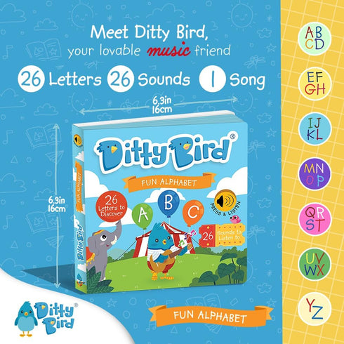DITTY BIRD Fun Alphabet Book - ABC Learning Sound Book for Toddlers 1-4