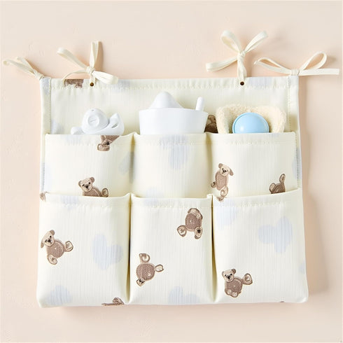 Dwuww White Bedside Hanging Bags Milk Bottle Bib-Storage Crib Organizer Baby Nappy-Dormitory Bed-Bunk Organizing Bag