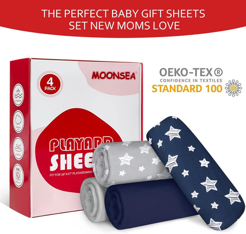 Pack 4 Pack Pack Pack and Play Sheets Boys, Mini Crib Sheets, Stretchy and Play Playard Fitted Sheet, Compatible