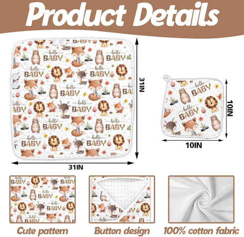 Guawubiang 1PCS 1 32 32IN Wildlife Theme Baby Bath Towels, Hooded Baby Towel for Newborns, Toddler Bath Towel for Boys