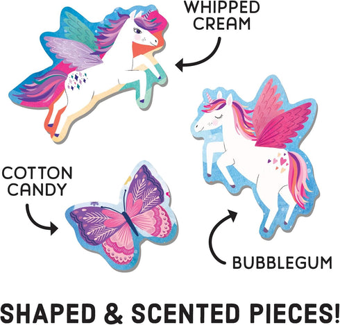 Unicorn Dreams Scratch and Sniff Puzzle from Mudpuppy – 60 Piece Jigsaw with 6 Shaped Pieces, 3 Magical Scents