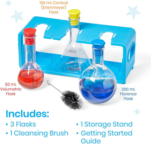 hand2mind Starter Science Measuring Flask Set, Plastic Beakers for Kids, Educational Science Lab Equipment