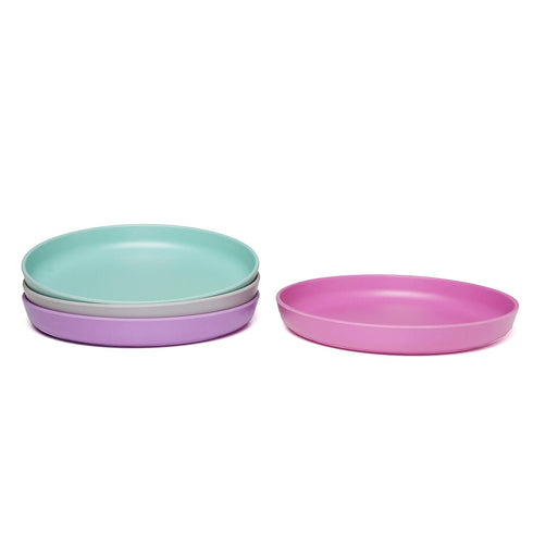 Bamboo Kids Plates - Set of 4 Non Toxic & Eco Friendly Dinnerware, Breakfast, Lunch, & Dinner Plate for Toddlers &