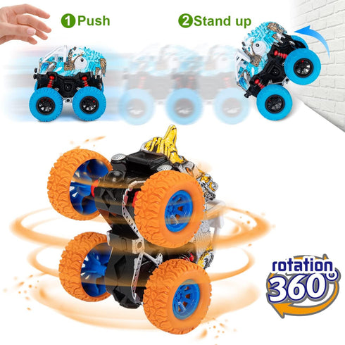 LODBY Dinosaur Trucks Toys for Kids 3-5 Years, Friction Powered Dino Vehicles for Outdoor Play