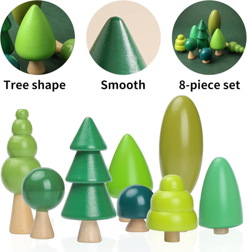 Youuys Wooden Craft Forest Trees Toys, 8 Pcs Mini Tree Kit Craft Set for Early Educational Preschool Projects