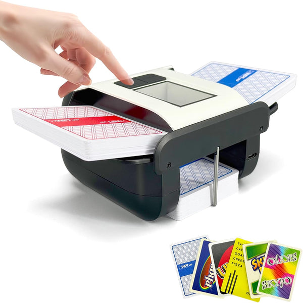 Rechargeable Automatic Card Shuffler,Auto & Manual Modes,1-2 Deck Capacity,Low Noise Design,Perfect for