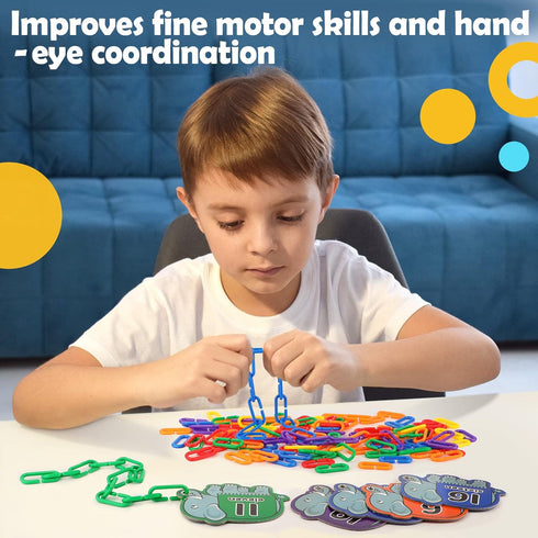 240pcs C-Clips Hooks Plastic Chain Links - Counting & Linking Activity Kit, Sensory Toys for Toddlers, Educational