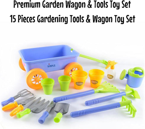 Set, Set 15 1-3, Set Dimple Garden Wagon & Tools Toy Kids Gardening - Pcs Outdoor Toys for Toddlers Sand Toys - Sturdy