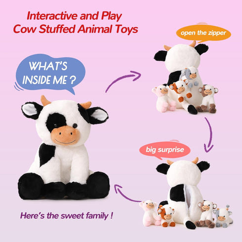 5 1 Mommy 4 Set 3 4 5 6 7 8 9 Pieces Cow Stuffed Animals for Boys Girls, Cow with Babies Soft Plush Toy Gifts for Kids
