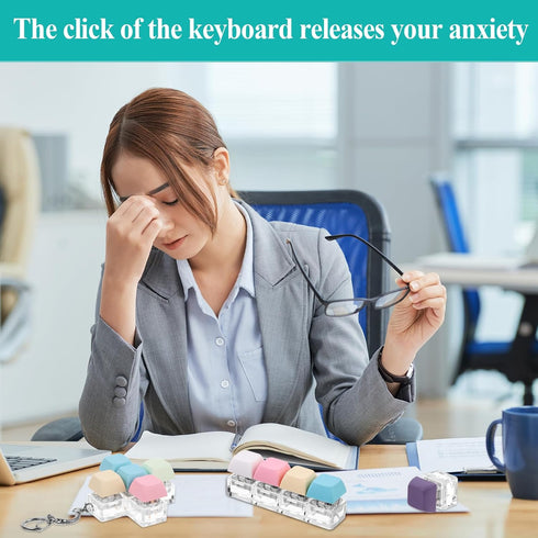 Oppaxf 6Pcs Keyboard Fidget Toy Keyboard Fidget Keychain Decompression Toys Fidget Clicker Keyboard,Fidget Keychain