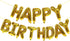 Gold Happy Birthday Balloons Banner, 16 Inch Mylar Foil Letters Sign, Reusable Balloons for Birthday Decorations Party
