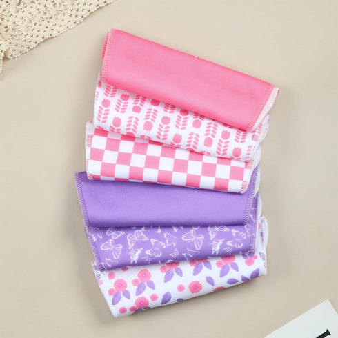 2-in-1 6 Pack 3 Burp Cloths and Baby Bips - Large Super Absorbent Soft Cotton Burping Cloths for Spit Up, Layers Thick