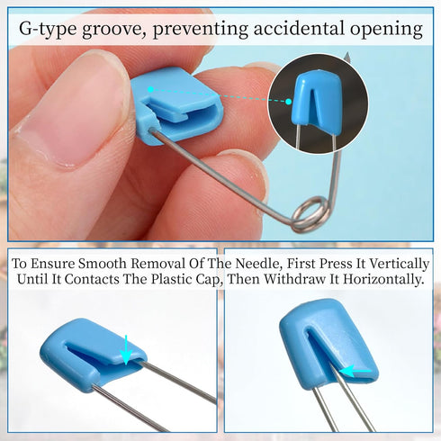 CllyCnny 100pcs 2.1 Inch Diaper Safety Pin - Plastic Head Baby Heavy Diapers Pins Large Colorful Cloth Pins for Clothes