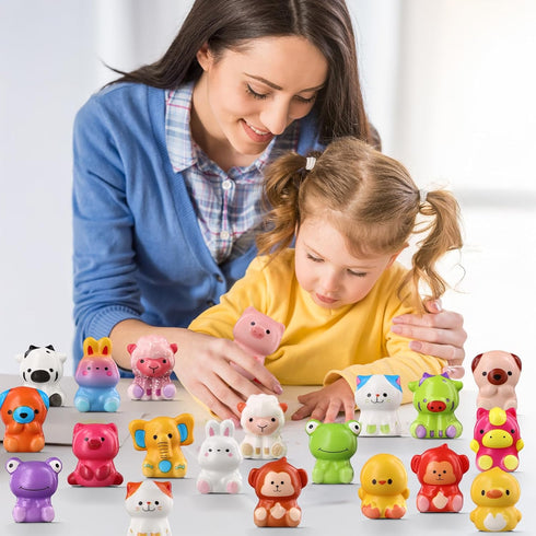 MGparty 24PCS (24 Animal Party Favor Toys, Stress Relief Fidget Toys for Kids, Goodie Bag Fillers, Classroom Prizes