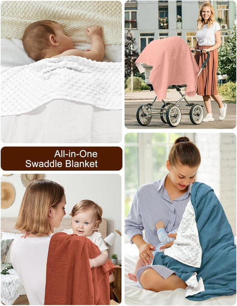 White Baby Blankets, Neutral Muslin Cotton Blanket for Unisex Girls and Boys, Solid Toddler Blanket 43-12