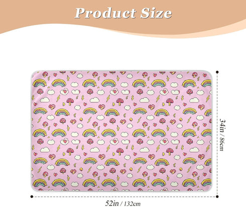 siphylline 52" 34" Pixel Wind Rainbow Mushroom Extra Large Resuable Changing Pad Covers Highly Absorbent Potty Training