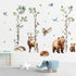 Mfault Forest Animal White Birch Tree Wall Decals Stickers, Woodland Bear Deer