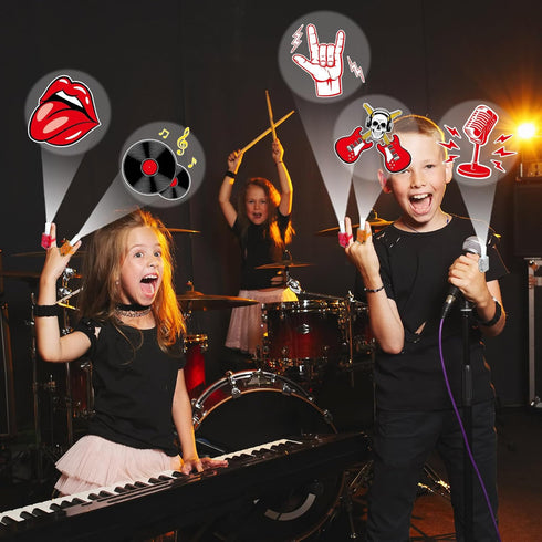36 PCS Rock LED Finger Lights Music Party Favors Glow in the Dark Light Up Finger Lights Guitar Themed Toys Bulk