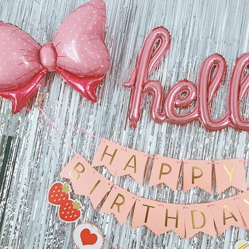 Bow Balloon Bowtie Pink Foil Mylar Balloons for Wedding, Bridal Shower, Gender Reveal Party Decoration (5PCS)