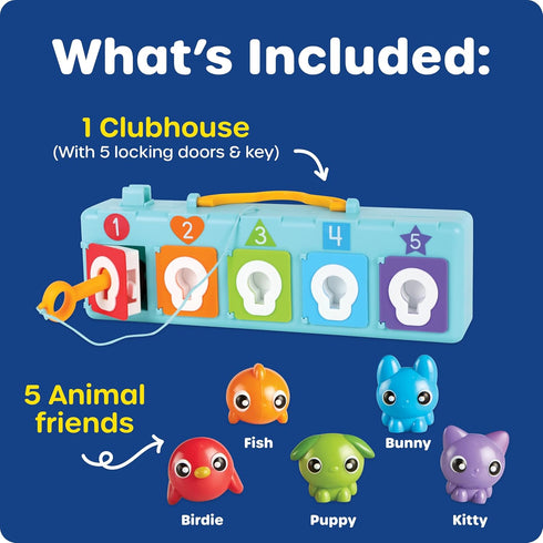 Counting Learning Resources Lock & Key Clubhouse, and Fine Motor Games, Combination Lock Toy , Montessori Activity