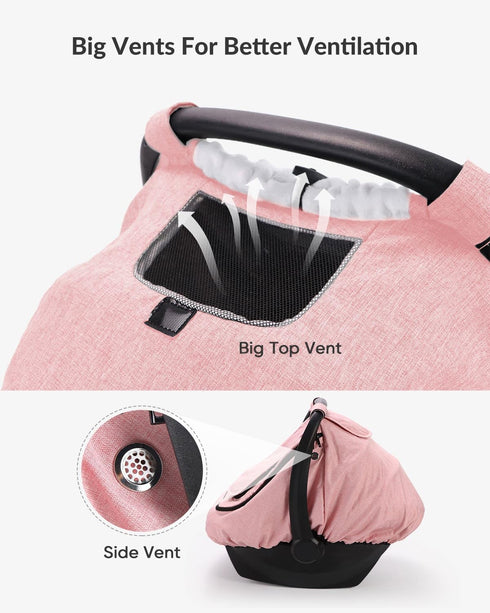 2-Layer TinlyFinly Waterproof Car Seat Cover for Baby, Car Seat Rain Cover with Clear Window & Sunshade & Mesh Cover