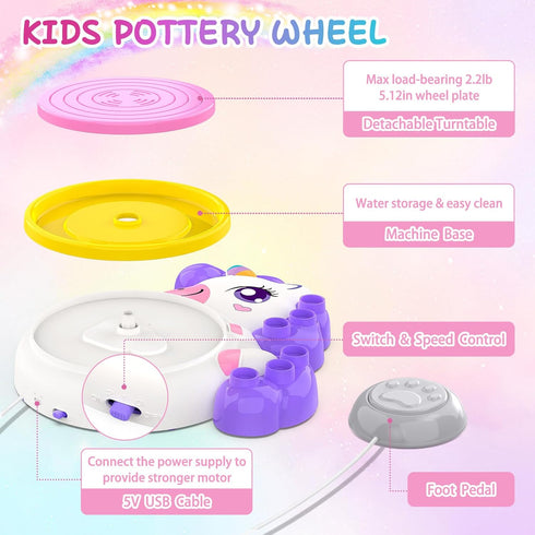 8-12, 6 7 8 9 10 11 12+, Pottery Wheel for Kids, Arts and Crafts for Kids Ages Complete Pottery Painting Craft Kit