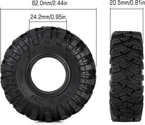 INJORA 1.0 Kraken Claw Crawler Mud Terrain Tires, 4PCS for SCX24 Bronco Gladiator C10 JLU Deadbolt B17 Axial 1/24 1/18