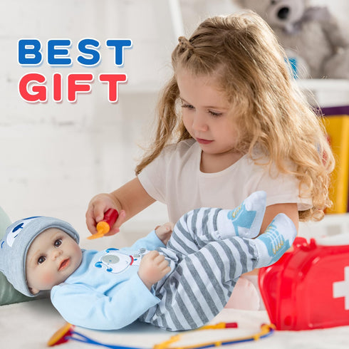 9 Set 17-22 Inch Sets Pieces Reborn Baby Doll Clothes Blue Dog Doll Accessories for Reborn Baby Doll Clothing Gift