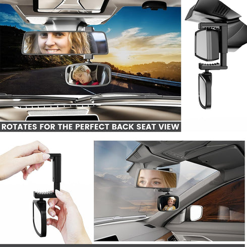 KERHAND 360-Degree 14"-22") (2 Pack) Baby Car Mirror for Rear-Facing Seats,Kids Safety Mirrors with Tool-Free