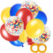 Paw Party Balloons 42 Pack, 12 Inch Red Yellow Royal Blue Latex Balloons with Confetti for Baby Shower Birthday