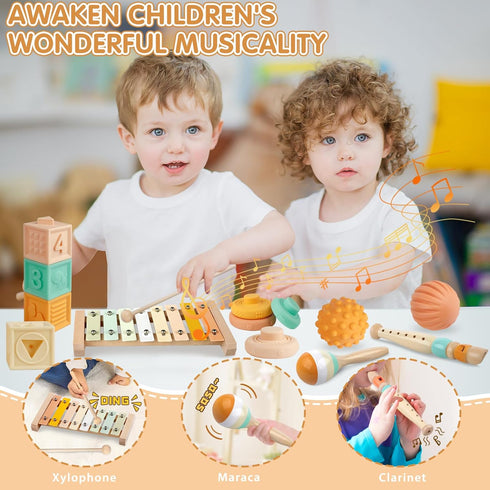6-12 6 1 Wuzhineisn Baby Toys Months Montessori Toys in Musical Instruments for Toddler, Stacking Blocks Development