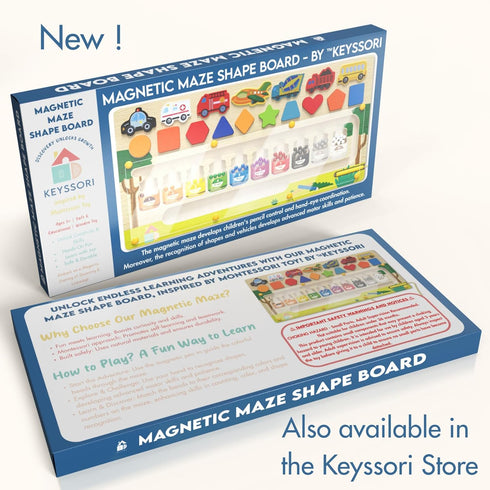 Keyssori 3-5, 3 Magnetic Maze Board for Kids Age Montessori Educational Wooden for All Toddlers Busy Board, Preschool