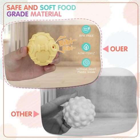 Baby Soft Textured Ball Set, Sensory Ball Toys for Exploration, Sound & Bath Toys, Gift for 6+ Months (4PCS)