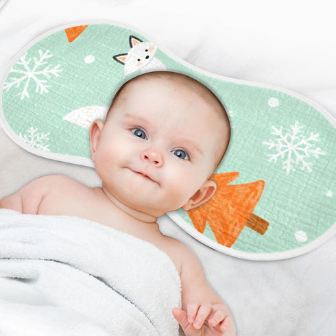 decor gift 4 Pack 22x11in Cotton Burp Cloths Muslin Breathable Merry Christmas Fox White Green spit up Rags for Babies