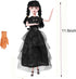 Girls Dolls in Gift Box with Black Dress, 11.5 inch Black Doll with Hand, Black High Heels, Black Hair, Gift for Kids & Fans