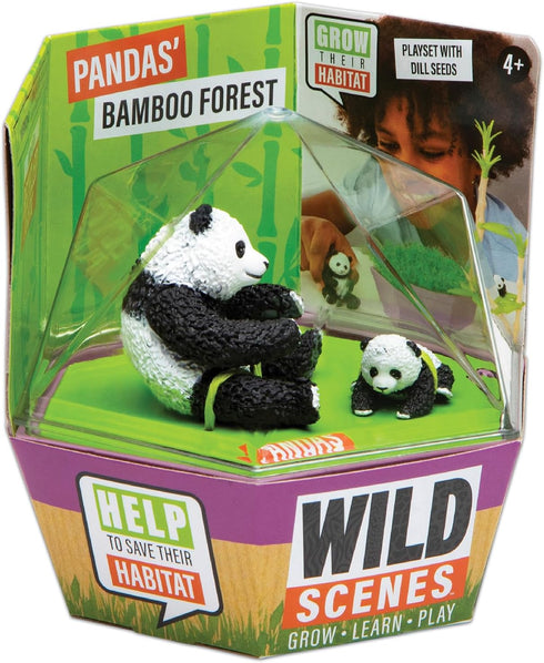 Wild Scenes Pandas' Bamboo Forest - Grow & Play Kit, Environmentally Friendly Wildlife Conservation Toy for Kids.