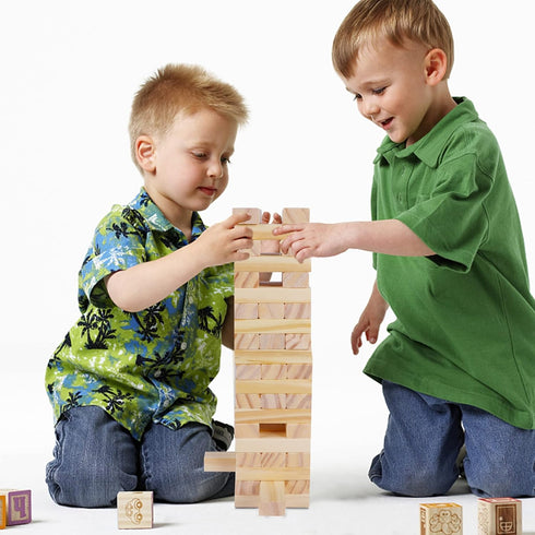 Glintoper Tic Tac Toe & Tumble Tower Blocks Game Set - Classic Wood Stacking & XOXO Strategy Game for Kids