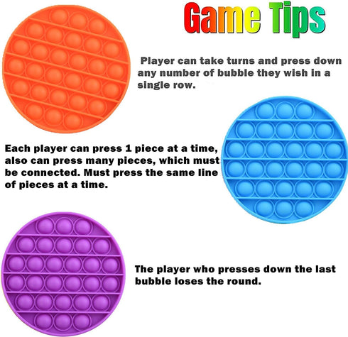 5 Pack Pop Sensory Fidgets, Round Push Bubble and Silicone Pressure Relieving Toys