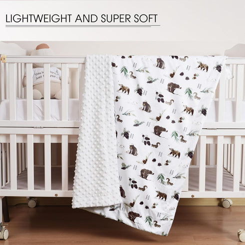 david's kids Minky Baby Blanket for Boys Girls, Soft Lightweight Micro Fleece Receiving Blanket with Double Layer, 30 x