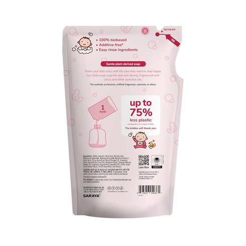 15.21 Oz Arau Baby Foam Body Soap, Citrus Scent Refill, Natural Plant Based Foaming Body Wash for Babies, Infants