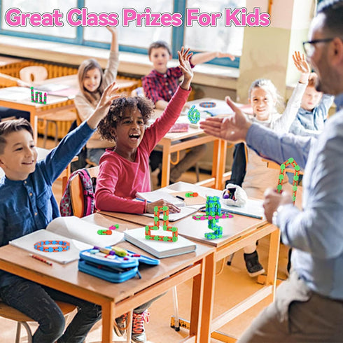 8Pcs Fidgets Wacky Tracks Fidget Toys for Kids, Sensory Autism Snap Click Snake Toys for Adults, School Prizes