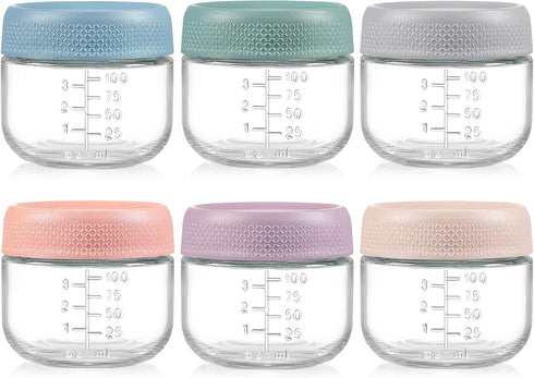 NETANY 6 Pack 4 oz Glass Baby jars with Airtight Lids, Glass