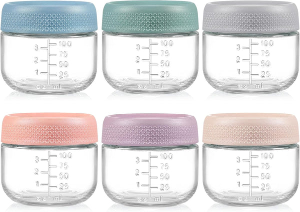 NETANY 6 Pack 4 oz Glass Baby jars with Airtight Lids, Glass